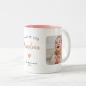 Niedliches 2-Foto-Oma Modern Keepake Pink Zweifarbige Tasse (VorderseiteRechts)