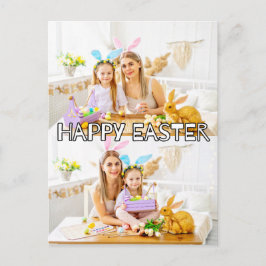 Niedliches 2-Fotos Familienfest Ostern Postkarte