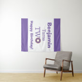 Niedliches 2. Geburtstag Donut Lila Weißes Party Wandteppich (Beispiel (Horizontal))