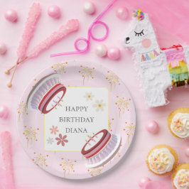 Niedliches 3d-Layred Dessert Artwork Girl Geburtst Pappteller