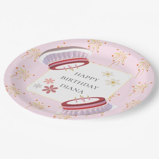 Niedliches 3d-Layred Dessert Artwork Girl Geburtst Pappteller (Schrägansicht)