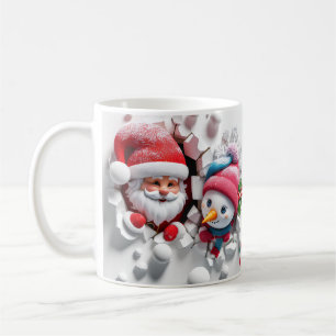 Niedliches 3D-Santa- und Snowman-Design für 2023 Kaffeetasse