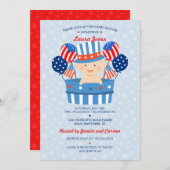 Niedliches 4. Baby-Jungen-Baby-Dusche Julis der Einladung (Vorne/Hinten)