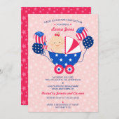 Niedliches 4. Baby-Mädchen-Baby-Dusche Julis der Einladung (Vorne/Hinten)