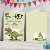 Niedliches 4-REX Funny Dinosaur Junge 4. Geburtsta Einladung