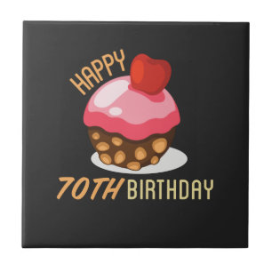 Niedliches 70. Geburtstagsdesign mit Schokoladenku Fliese