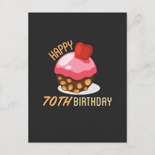 Niedliches 70. Geburtstagsdesign mit Schokoladenku Postkarte