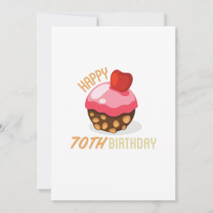 Niedliches 70. Geburtstagsdesign mit Schokoladenku Save The Date
