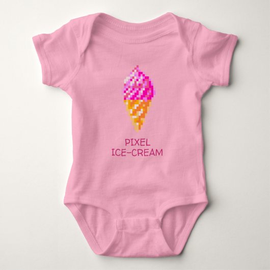 NIEDLICHES 8-BIT PIXEL ART PINK ICE CREAM GEEK BAB BABY STRAMPLER (Vorderseite)
