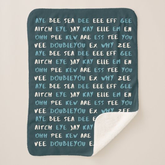 Niedliches ABC "AYE BEE SEA" Phonetic Baby Blanket Sherpadecke (Vorderseite)