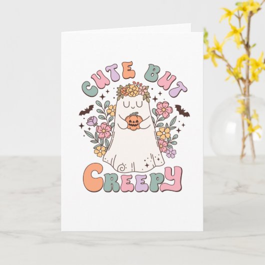 Niedliches aber grauenhaftes Halloween Karte (Gelbe Blume)