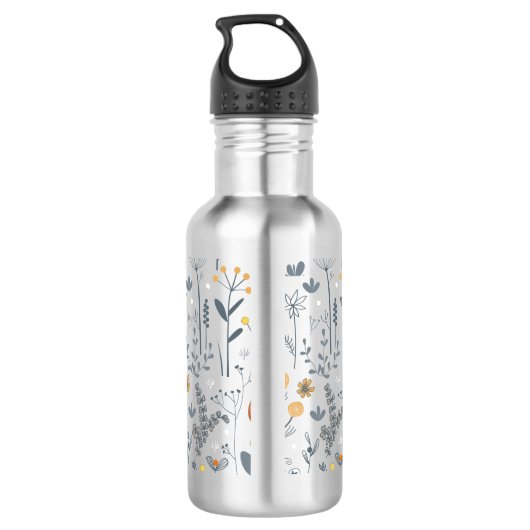 Niedliches Abstraktes Blumenmuster Nahtloses Muste Edelstahlflasche (Rückseite)