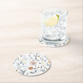 Niedliches Abstraktes Blumenmuster Nahtloses Muste Runder Pappuntersetzer (Vor Ort)