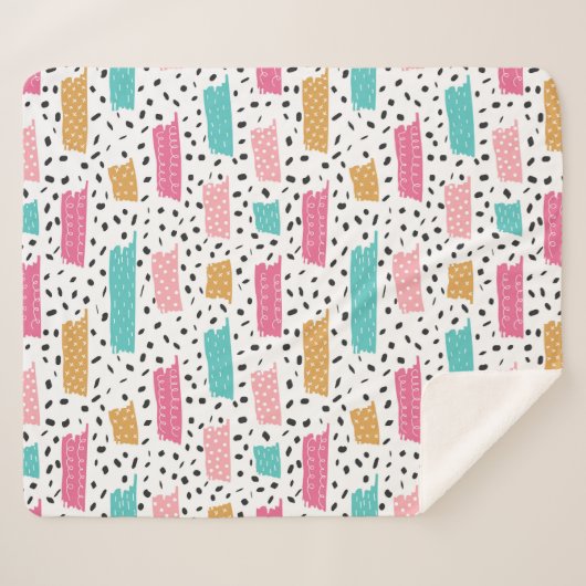 Niedliches Abstraktes Doodmuster Sherpadecke (Vorderseite (Horizontal))