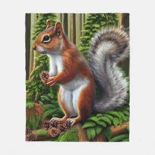 Niedliches Abstraktes Eichhörnchen mit Pinecones Fleecedecke