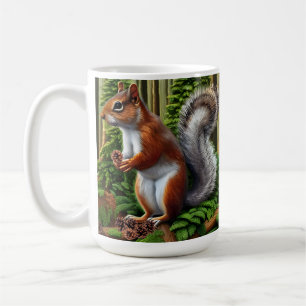 Niedliches Abstraktes Eichhörnchen mit Pinecones Kaffeetasse