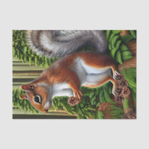 Niedliches Abstraktes Eichhörnchen mit Pinecones Seidenpapier
