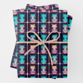 Niedliches Abstraktes Mädchen mit Hörnermuster Geschenkpapier Set (Beispiel)
