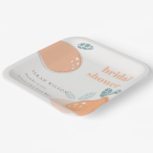 Niedliches Abstraktes Orange Fruchtiges fett Braut Pappteller (Gewinkelt)