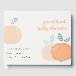 Niedliches Abstraktes Orange Fruity Bold Babydusch Gästebuch