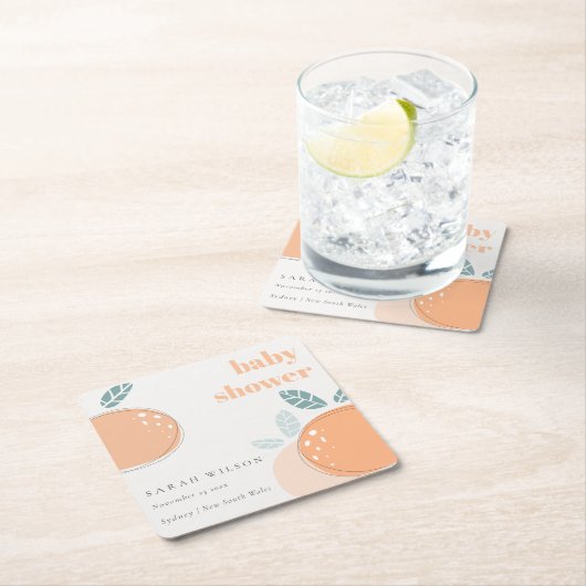 Niedliches Abstraktes Orange Fruity Bold Babydusch Rechteckiger Pappuntersetzer (Vor Ort)