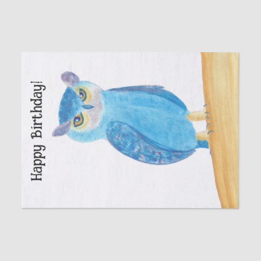 Niedliches Abstraktes Owl Happy Birthday Tissue Pa Seidenpapier (Vorderseite)