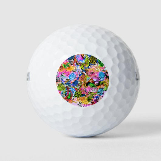 Niedliches abstraktes Paisley Blume Papier Golfball (Vorderseite)