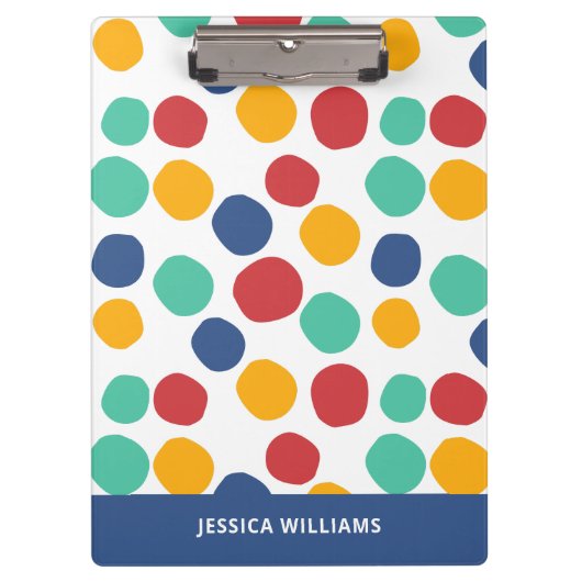 Niedliches, Abstraktes Polka Dot Muster Klemmbrett (Vorderseite)