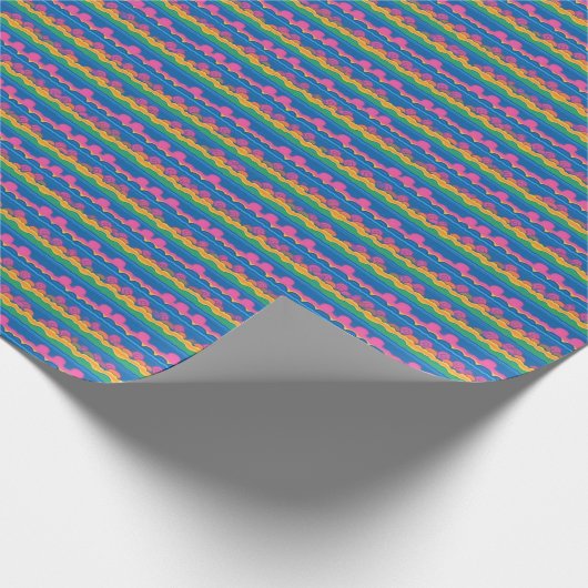 Niedliches Abstraktes Retro-Neondottern Streifen M Geschenkpapier (Ecke)