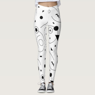 Niedliches Abstraktes Schwarz-Weiß-Muster Leggings