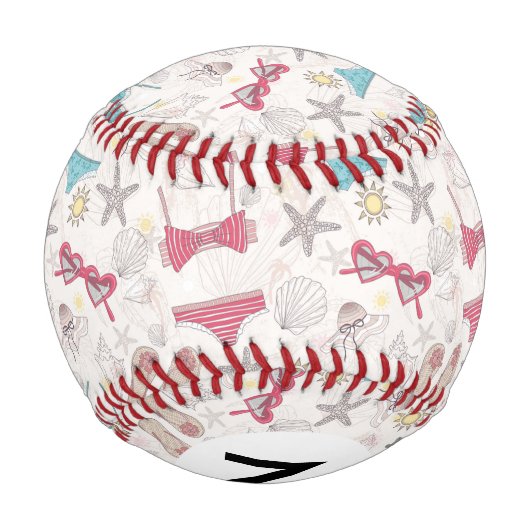 Niedliches Abstraktes Sommermuster Baseball (Rückseite)