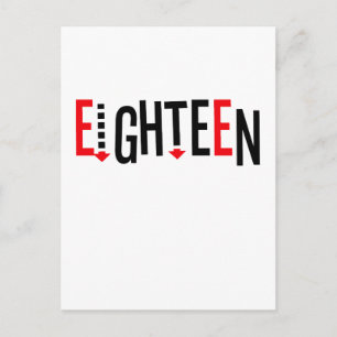 Niedliches, "achtzehn" Design Postkarte
