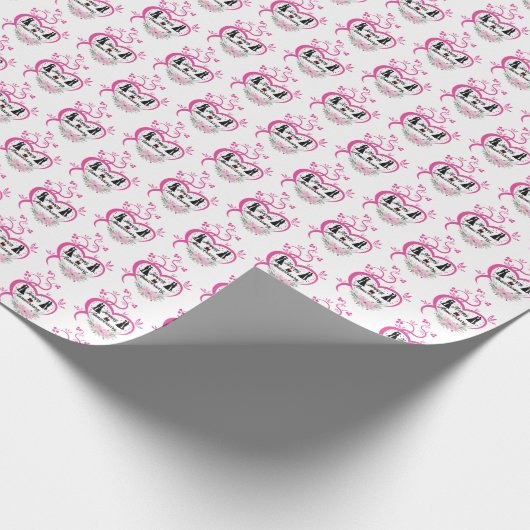 niedliches Add-Name Datum Happy-Jubiläumspaar Geschenkpapier (Ecke)