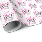 niedliches Add-Name Datum Happy-Jubiläumspaar Geschenkpapier (Rolleneckpunkt)