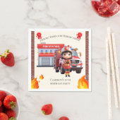Niedliches Adorable 3D Feuerwehrmädchen mit Feuerz Serviette (Beispiel)