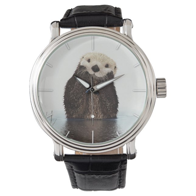 Niedliches Adorable Fluffy Otter Animal Armbanduhr (Vorderseite)