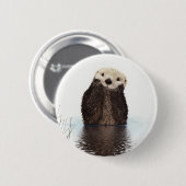 Niedliches Adorable Fluffy Otter Animal Button (Vorne & Hinten)