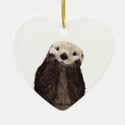 Niedliches Adorable Fluffy Otter Animal Keramik Ornament (Vorne)