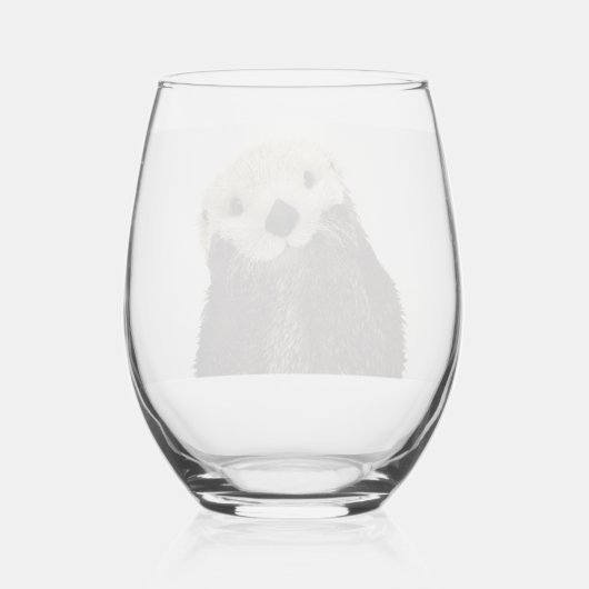 Niedliches Adorable Fluffy Otter Animal Weinglas Ohne Stiel (Rückseite)