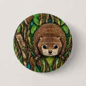 Niedliches Adorable Kleine Baby Beaver Button (Vorderseite)