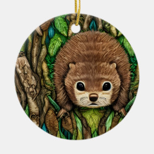 Niedliches Adorable Kleine Baby Beaver Keramik Ornament