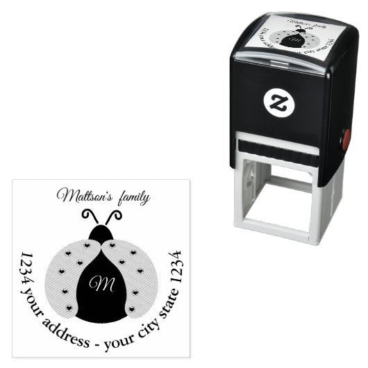 Niedliches adorable Ladybug-Monogramm Permastempel (Beispiel)