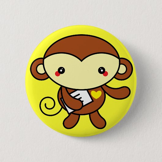 Niedliches Affe-Button Button (Vorderseite)