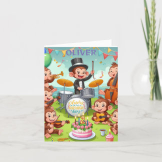 niedliches Affenorchester 2 Jahre alter Geburtstag Feiertagskarte