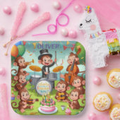 Niedliches Affenorchester 2 Jahre alter Geburtstag Pappteller (Party)