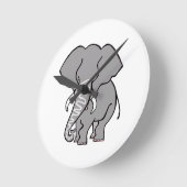 Niedliches afrikanisches ELEPHANT - gefährdetes Ti Runde Wanduhr (Winkel)