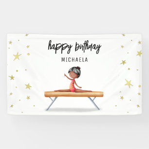 Niedliches afrikanisches Gymnastik Geburtstag Banner