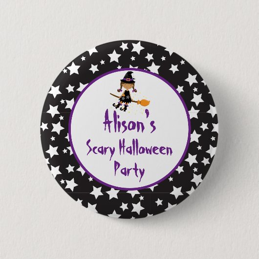 Niedliches afrikanisches Hexenwerk Halloween-Party Button (Vorderseite)
