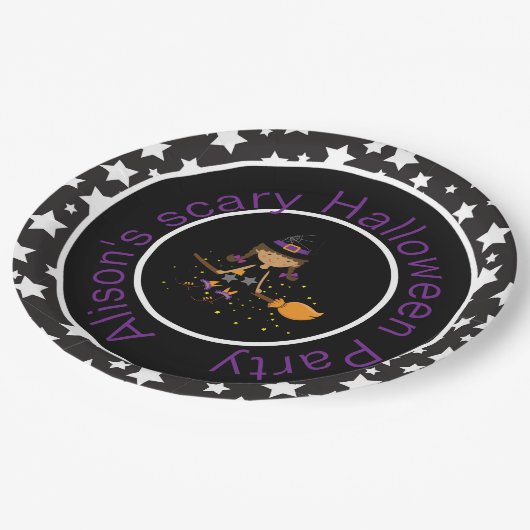 Niedliches afrikanisches Hexenwerk Halloween-Party Pappteller (Schrägansicht)
