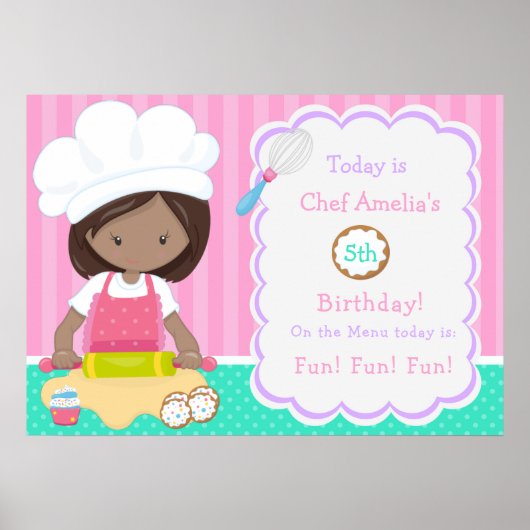 Niedliches Afrikanisches Mädchen gebacken Geburtst Poster (Vorne)